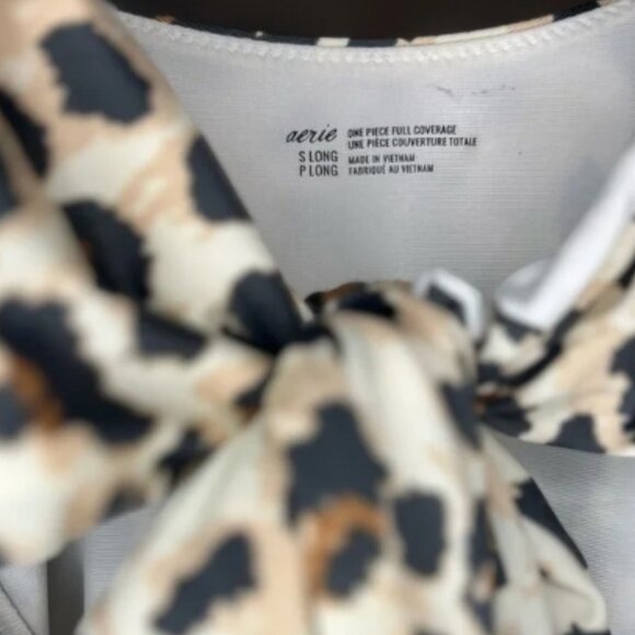 Aerie One Piece Swimsuit with Cutouts and Full Coverage - Small in Leopard Print - Picture 8 of 10
